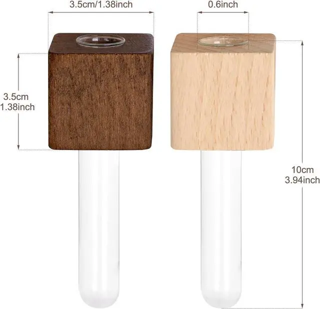 Alt view image 5 of 7 - Magnetic Test Tube Flower Vases for Refrigerator, Set of 2 | Wooden magnetic vases in light and dark finishes for fresh cuttings and plant propagation. Plant not included.