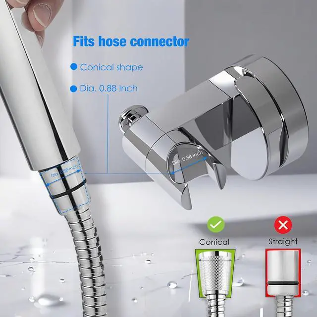 Alt view image 6 of 7 - Handheld Shower Head Holder - Enhanced Suction Cup - Large Angle Adjustability - Bathroom Wall Mount Shower Wand Holder (Polished Chrome)