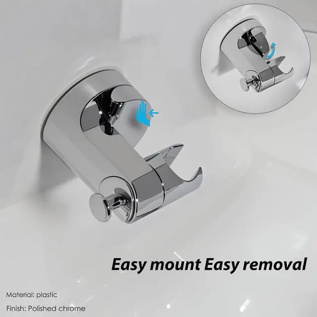 Alt view image 4 of 7 - Handheld Shower Head Holder - Enhanced Suction Cup - Large Angle Adjustability - Bathroom Wall Mount Shower Wand Holder (Polished Chrome)