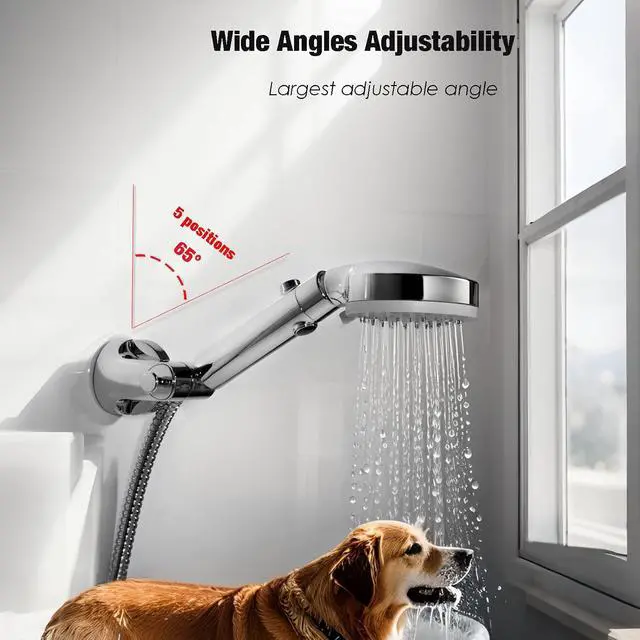 Alt view image 3 of 7 - Handheld Shower Head Holder - Enhanced Suction Cup - Large Angle Adjustability - Bathroom Wall Mount Shower Wand Holder (Polished Chrome)