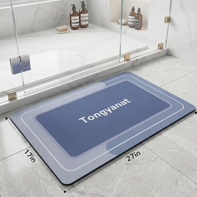 Alt view image 2 of 7 - Bath Mat 17"x27", Non Slip Bathroom Floor Rug | Super Absorbent Quick Dry Stain Resistant Thin Bath Rug, Washable Easy Clean Bathmat for Bathtub Shower Bedroom-Rectangle