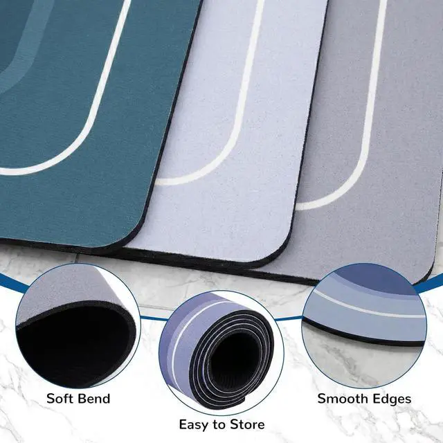 Alt view image 3 of 7 - Bath Mat 17"x27", Non Slip Bathroom Floor Rug | Super Absorbent Quick Dry Stain Resistant Thin Bath Rug, Washable Easy Clean Bathmat for Bathtub Shower Bedroom-Rectangle