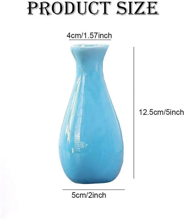 Alt view image 2 of 7 - Small Ceramic Bud Vase Flower Vase Decorative Floral Holder (Blue) | small vases for flowers,Ceramic Vase,Wedding Party Table Vase,bud vases