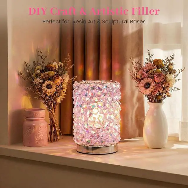 Alt view image 6 of 7 - DOMESTAR 150 PCS Iridescent Fake Ice Rocks, Pink and Clear Acrylic Crystals | Plastic Gems for Vases Fillers, Table Scatter, Tables Centerpieces, Wedding Centerpieces, Fish Tank Craft Supplies