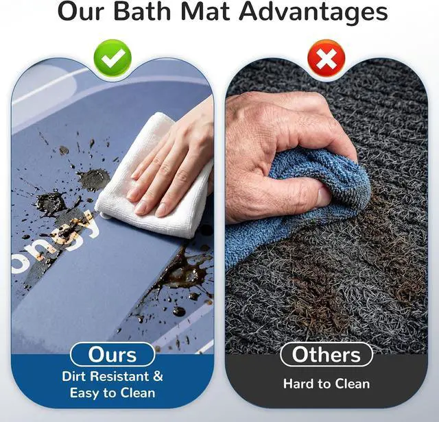 Alt view image 4 of 7 - Bath Mat 17"x27", Non Slip Bathroom Floor Rug | Super Absorbent Quick Dry Stain Resistant Thin Bath Rug, Washable Easy Clean Bathmat for Bathtub Shower Bedroom-Rectangle