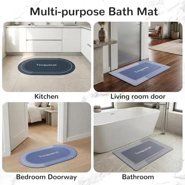 Alt view image 6 of 7 - Bath Mat 17"x27", Non Slip Bathroom Floor Rug | Super Absorbent Quick Dry Stain Resistant Thin Bath Rug, Washable Easy Clean Bathmat for Bathtub Shower Bedroom-Rectangle