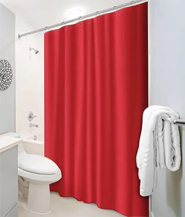 Alt view image 3 of 7 - Home Expressions 3 Guage PEVA Shower Curtain Liner 70"x72" with 3 Magnets at Bottom & 12 Metal Grommet Holes for Your Shower Hooks (RED)