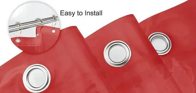 Alt view image 5 of 7 - Home Expressions 3 Guage PEVA Shower Curtain Liner 70"x72" with 3 Magnets at Bottom & 12 Metal Grommet Holes for Your Shower Hooks (RED)