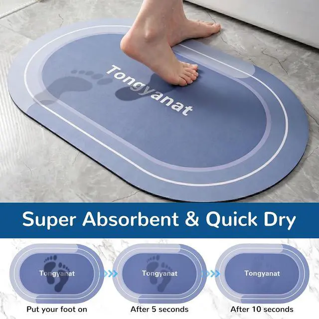 Alt view image 7 of 7 - Bath Mat 17"x27", Non Slip Bathroom Floor Rug | Super Absorbent Quick Dry Stain Resistant Thin Bath Rug, Washable Easy Clean Bathmat for Bathtub Shower Bedroom-Rectangle