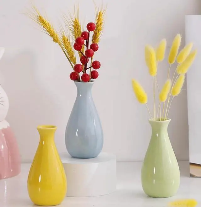 Alt view image 7 of 7 - Small Ceramic Bud Vase Flower Vase Decorative Floral Holder (Blue) | small vases for flowers,Ceramic Vase,Wedding Party Table Vase,bud vases