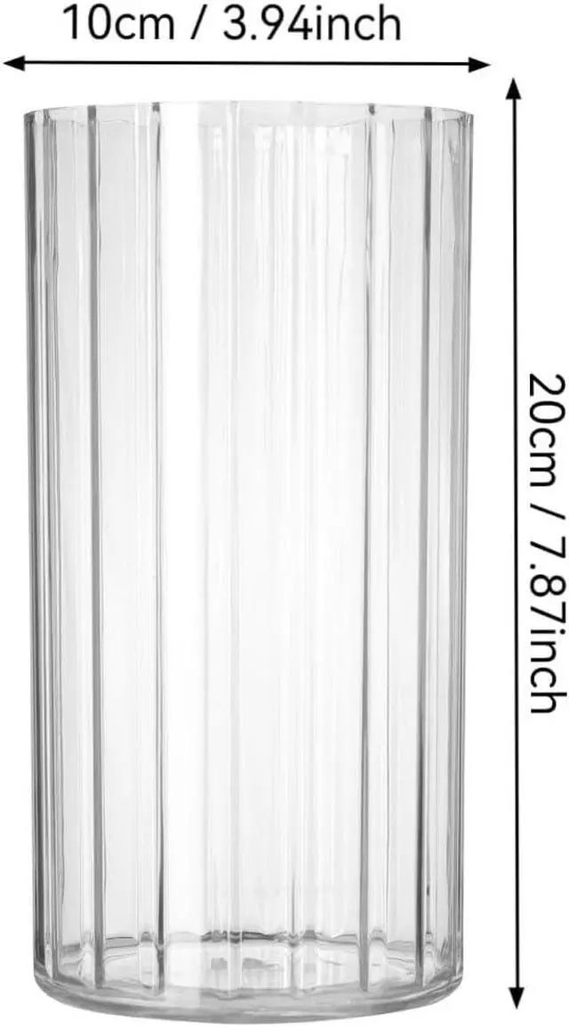 Alt view image 4 of 6 - Flower Vase Acrylic Cylinder,7.86" Tall Ribbed Clear Vase for Centerpieces,Wedding Decorative,Home Décor, Non Breakable Plastic, 3.94"X7.86" Tall Round - Clear