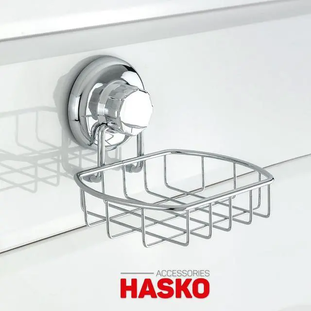 Alt view image 2 of 5 - HASKO Suction Cup Soap Dish for Shower Wall, Rustproof Stainless Steel Shower Soap Holder Suction, Bathtub Bathroom Bar Soap Holder (Chrome)