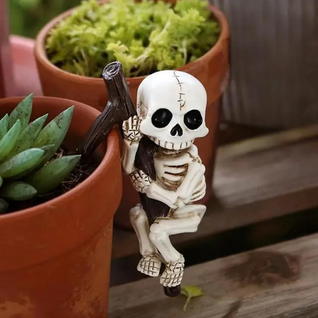 Main image of OwMell Garden Decor Statue Flower Pot Hugger, Funny Outdoor Planter Hugger | Skeleton Decor Statue Figurine for Flowerpot Outdoor, Gothic Halloween Planter Plant Decorations for Pots Ornament, Resin