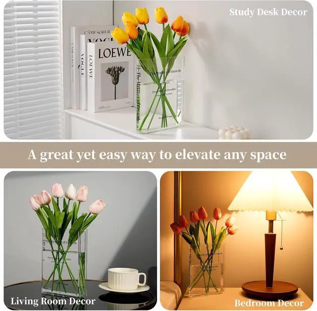 Alt view image 6 of 6 - Puransen Clear Bookend Vase for Centerpiece Home Indoor Desk Decor | Cute and Unique vase, Acrylic Book-Shaped Flower Vase, Great Addition to Home Decor
