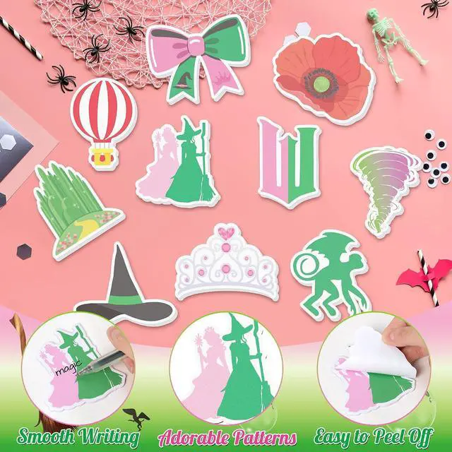 Alt view image 3 of 6 - AgincBerry Princess Witch Sticky Notes - 30PCS Pink and Green Witch Musical Self-Stick Note Back to School Stationery Gift, Magic Princess Writing Sticky Notepad for Office Party Goodie Bag Fillers