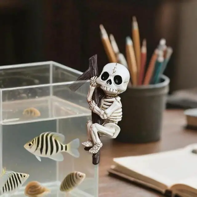 Alt view image 5 of 6 - OwMell Garden Decor Statue Flower Pot Hugger, Funny Outdoor Planter Hugger | Skeleton Decor Statue Figurine for Flowerpot Outdoor, Gothic Halloween Planter Plant Decorations for Pots Ornament, Resin