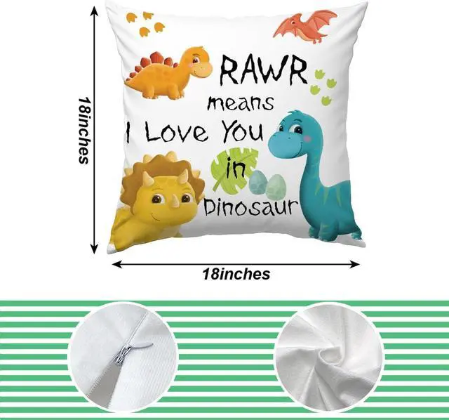 Alt view image 2 of 7 - KongMoTree Dinosaur Gift Dinosaur Couple Lover Gifts,Letters RAWR Means I Love You in Dinosaurs, Pillow Case for Sofa Bedroom,Home Decor Throw Pillow Cover 18x18 inch