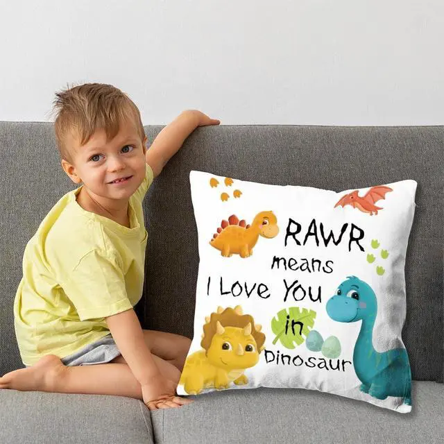 Alt view image 4 of 7 - KongMoTree Dinosaur Gift Dinosaur Couple Lover Gifts,Letters RAWR Means I Love You in Dinosaurs, Pillow Case for Sofa Bedroom,Home Decor Throw Pillow Cover 18x18 inch