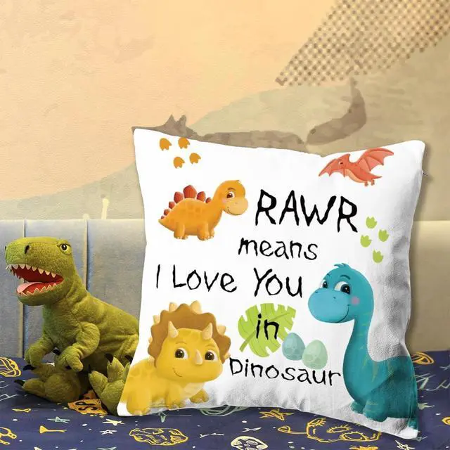 Alt view image 5 of 7 - KongMoTree Dinosaur Gift Dinosaur Couple Lover Gifts,Letters RAWR Means I Love You in Dinosaurs, Pillow Case for Sofa Bedroom,Home Decor Throw Pillow Cover 18x18 inch