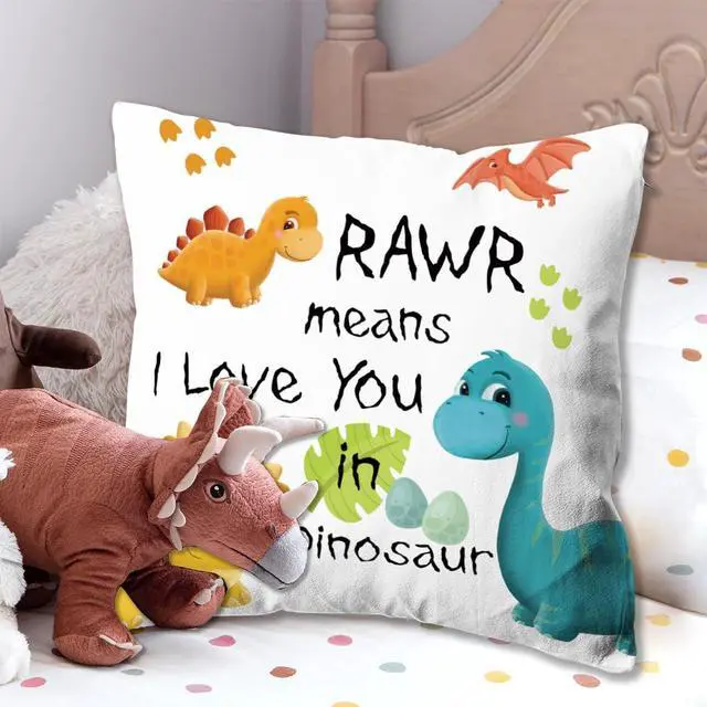 Alt view image 7 of 7 - KongMoTree Dinosaur Gift Dinosaur Couple Lover Gifts,Letters RAWR Means I Love You in Dinosaurs, Pillow Case for Sofa Bedroom,Home Decor Throw Pillow Cover 18x18 inch