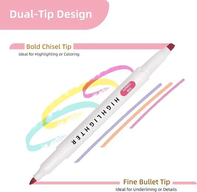 Alt view image 2 of 7 - Pastel Highlighters Set, 8 Pack Highlighters Assorted Colors | Bible Highlighter No Bleed, Quick Dry Dual Tip for Journals Planners Books Notes, Back to School, Classroom Must Have