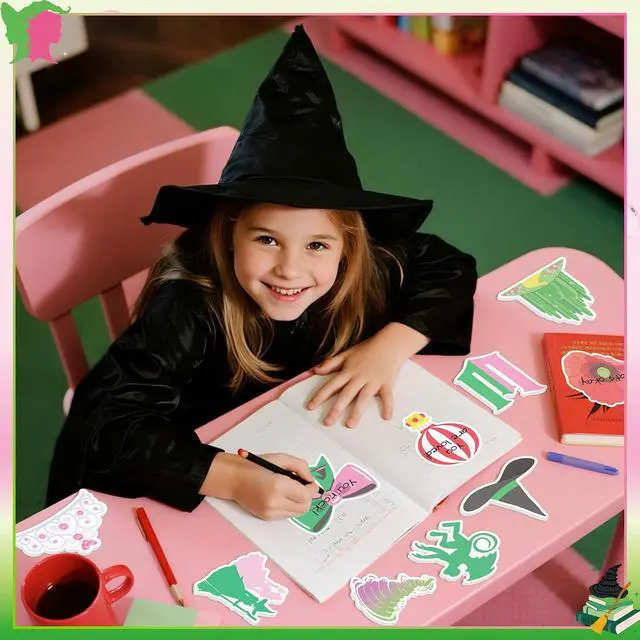 Alt view image 5 of 6 - AgincBerry Princess Witch Sticky Notes - 30PCS Pink and Green Witch Musical Self-Stick Note Back to School Stationery Gift, Magic Princess Writing Sticky Notepad for Office Party Goodie Bag Fillers