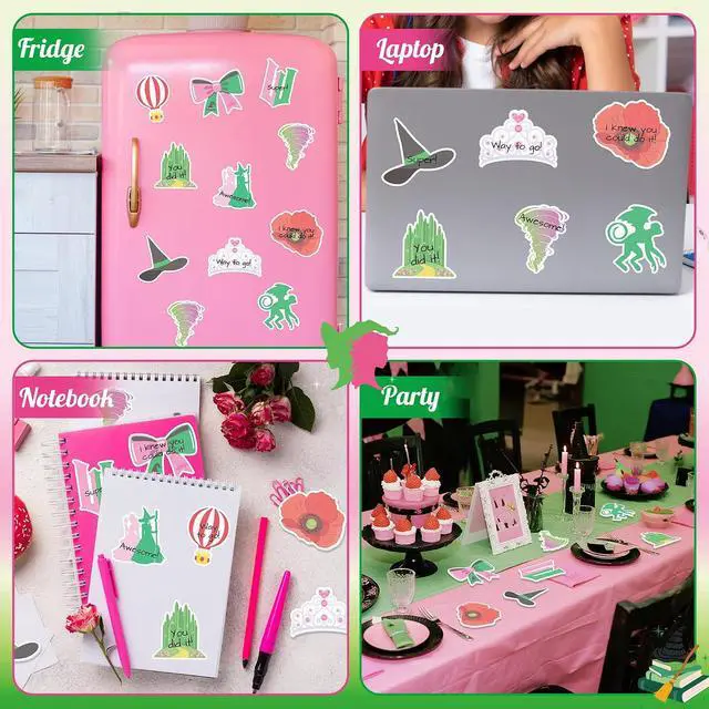 Alt view image 6 of 6 - AgincBerry Princess Witch Sticky Notes - 30PCS Pink and Green Witch Musical Self-Stick Note Back to School Stationery Gift, Magic Princess Writing Sticky Notepad for Office Party Goodie Bag Fillers