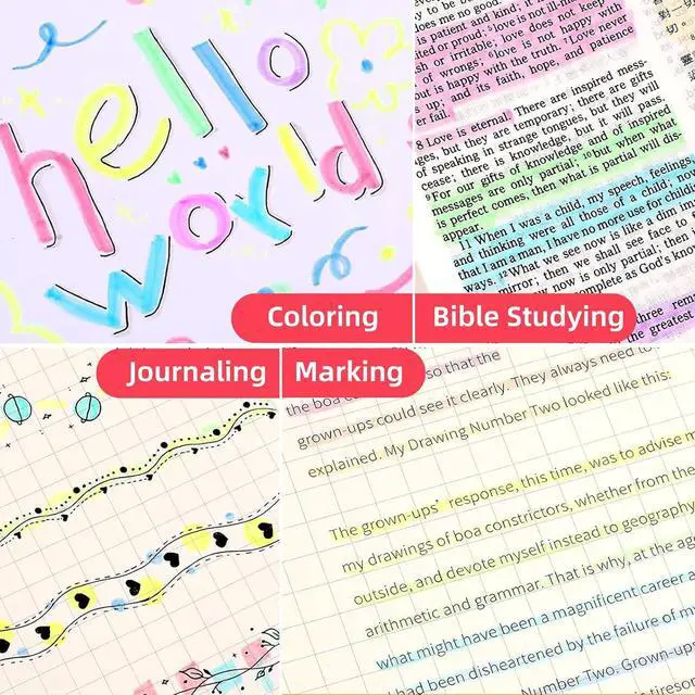 Alt view image 6 of 7 - Pastel Highlighters Set, 8 Pack Highlighters Assorted Colors | Bible Highlighter No Bleed, Quick Dry Dual Tip for Journals Planners Books Notes, Back to School, Classroom Must Have
