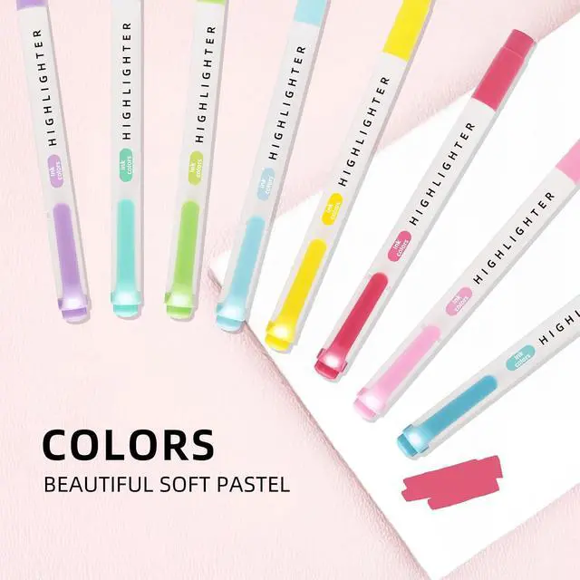 Alt view image 7 of 7 - Pastel Highlighters Set, 8 Pack Highlighters Assorted Colors | Bible Highlighter No Bleed, Quick Dry Dual Tip for Journals Planners Books Notes, Back to School, Classroom Must Have