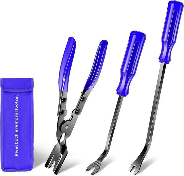 Main image of AXELECT 3 Pcs Auto Clip Pliers Fastener Remover Tool Car Clip Removal Tool Trim Rivet Removal Pry Tool Repair Kit with Storage Bag for Automotive Door Panel Upholstery Dashboard