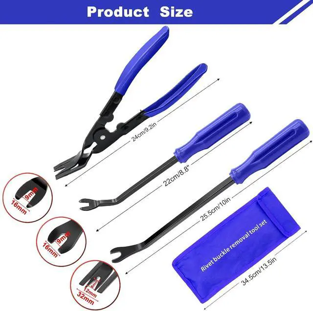Alt view image 3 of 7 - AXELECT 3 Pcs Auto Clip Pliers Fastener Remover Tool Car Clip Removal Tool Trim Rivet Removal Pry Tool Repair Kit with Storage Bag for Automotive Door Panel Upholstery Dashboard