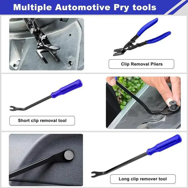 Alt view image 7 of 7 - AXELECT 3 Pcs Auto Clip Pliers Fastener Remover Tool Car Clip Removal Tool Trim Rivet Removal Pry Tool Repair Kit with Storage Bag for Automotive Door Panel Upholstery Dashboard