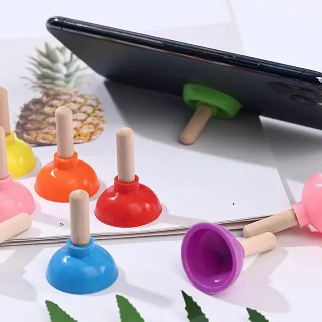 Alt view image 6 of 7 - EVKILKJS 6PCS Toilet Plunger Shape Phone Holder Mini Colorful Plunger Holder Sucker Stand for Supporting Cellphone, Moblie Phone