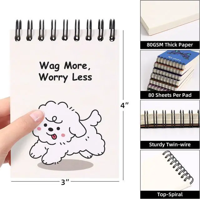 Alt view image 2 of 7 - BOBO RABBIT Small Notebooks with Blank Pages 3x4 Top Spiral Notepads 160 Pages Animal Mini Pads Wire Bound Notebook Stay Organized and Boost Productivity for Work School Travel, Set Of 4