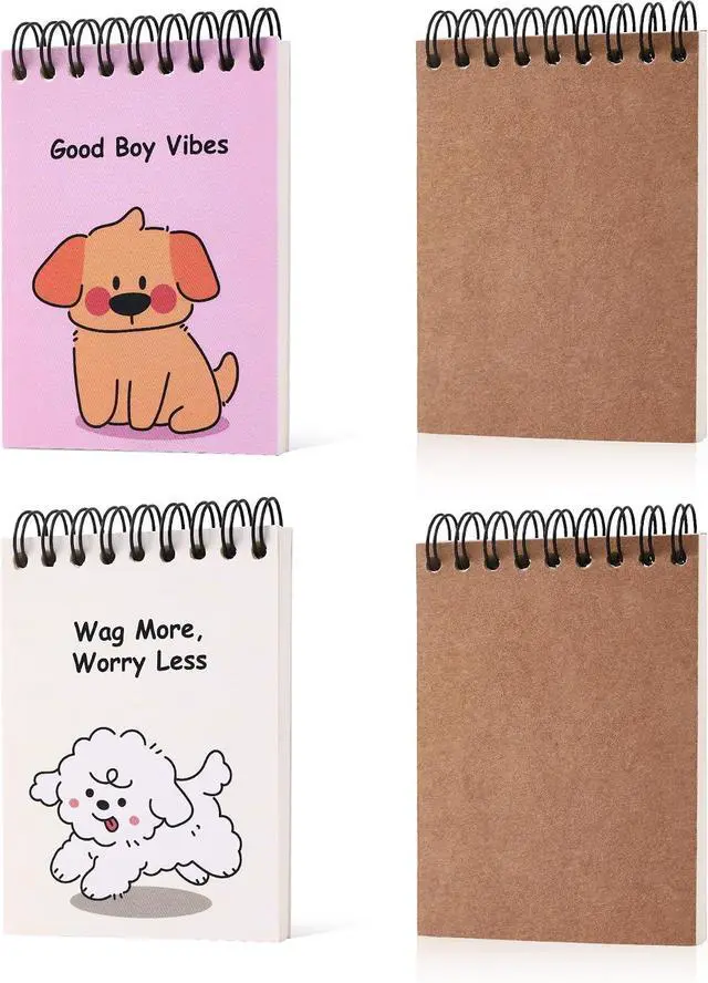 Main image of BOBO RABBIT Small Notebooks with Blank Pages 3x4 Top Spiral Notepads 160 Pages Animal Mini Pads Wire Bound Notebook Stay Organized and Boost Productivity for Work School Travel, Set Of 4