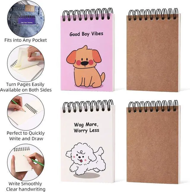 Alt view image 3 of 7 - BOBO RABBIT Small Notebooks with Blank Pages 3x4 Top Spiral Notepads 160 Pages Animal Mini Pads Wire Bound Notebook Stay Organized and Boost Productivity for Work School Travel, Set Of 4
