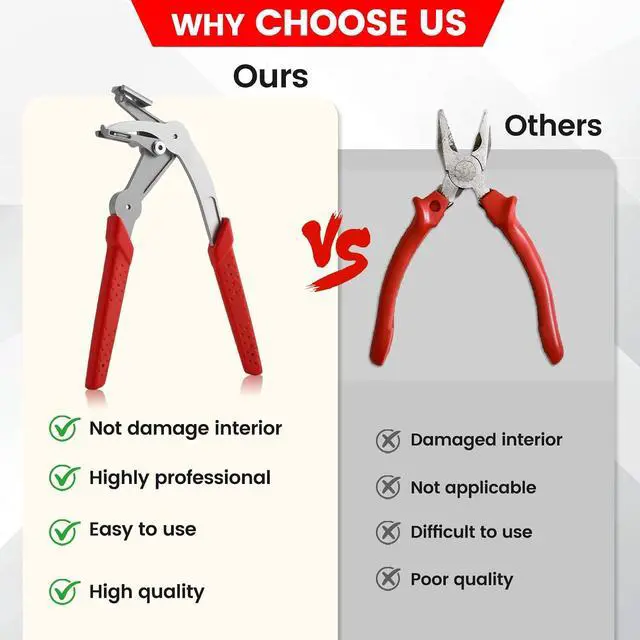 Alt view image 7 of 7 - Car Clip Pliers, Panel Clip Removal Tool, Professional Auto Clip Removal Pliers for Automotive Plastic Fasteners, Push Pin & Door Trim, Damage-Free Interior & Exterior Disassembly Tool