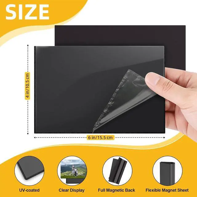 Alt view image 2 of 7 - 20 Pack Magnetic Picture Frames for Refrigerator,4x6 Inch,Black | Magnetic Photo Frames Reusable, Magnetic Frames Refrigerator Magnets For Pictures,Postcard, Locker, Wall, Cabinet