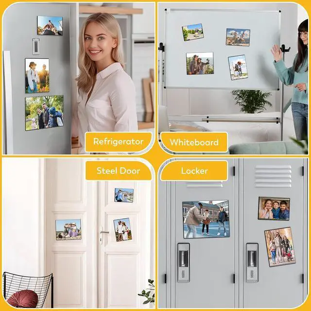 Alt view image 5 of 7 - 20 Pack Magnetic Picture Frames for Refrigerator,4x6 Inch,Black | Magnetic Photo Frames Reusable, Magnetic Frames Refrigerator Magnets For Pictures,Postcard, Locker, Wall, Cabinet