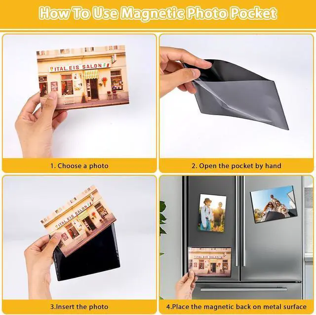 Alt view image 7 of 7 - 20 Pack Magnetic Picture Frames for Refrigerator,4x6 Inch,Black | Magnetic Photo Frames Reusable, Magnetic Frames Refrigerator Magnets For Pictures,Postcard, Locker, Wall, Cabinet