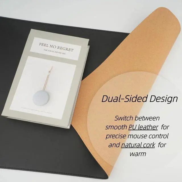 Alt view image 3 of 7 - Desk Pad Mat Dual-Sided Natural Cork and PU Leather Non-Slip Water-Resistant Desk Matt for Desktop