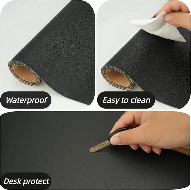 Alt view image 4 of 7 - Desk Pad Mat Dual-Sided Natural Cork and PU Leather Non-Slip Water-Resistant Desk Matt for Desktop
