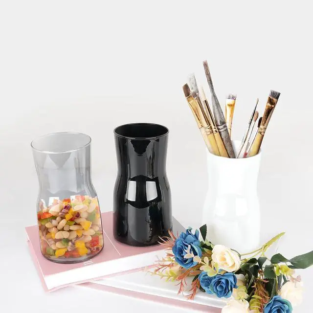 Alt view image 2 of 7 - Black Glass Vases for Flowers-Clear Glass Vase for Centerpieces Large Vases for Flowers Dried Flower Home Decor Living Room Kitchen Office Wedding (Black)