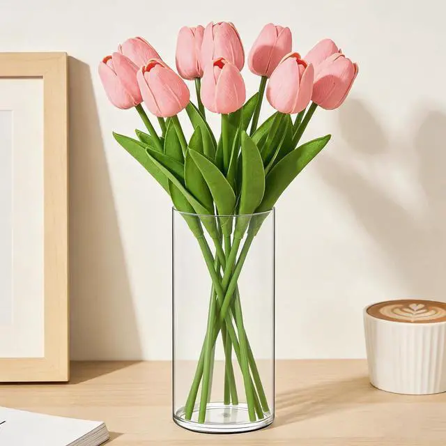 Alt view image 2 of 7 - Acrylic Flower Vase Cylinder, 7.86" Tall Clear Plastic Vase for Centerpieces - Shatterproof Wedding, Event & Home Decor Vase, 3.94"X7.86" Tall Round - Clear
