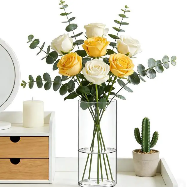 Alt view image 5 of 7 - Acrylic Flower Vase Cylinder, 7.86" Tall Clear Plastic Vase for Centerpieces - Shatterproof Wedding, Event & Home Decor Vase, 3.94"X7.86" Tall Round - Clear