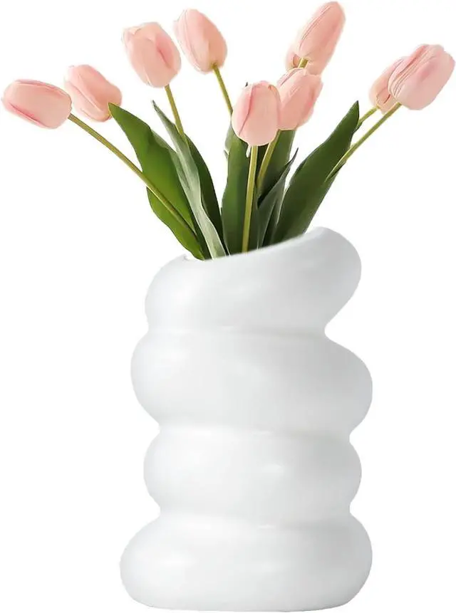 Main image of White Flower Vases Plastic Spiral Vase Modern Fall Minimalist Vase Small Pampas Grass Decorative Vases Flower Arrangement Container for Home Decor Wedding Table Party (1Pcs)