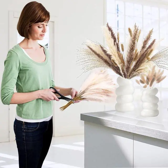 Alt view image 6 of 7 - White Flower Vases Plastic Spiral Vase Modern Fall Minimalist Vase Small Pampas Grass Decorative Vases Flower Arrangement Container for Home Decor Wedding Table Party (1Pcs)