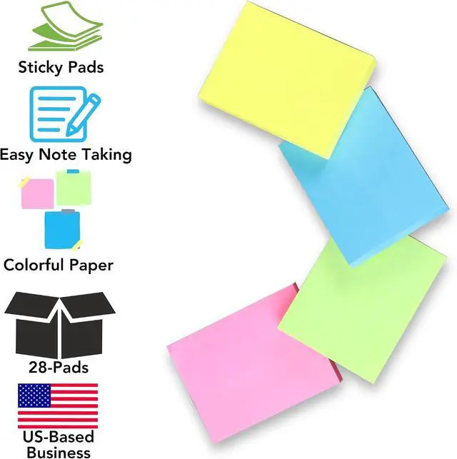 Alt view image 2 of 7 - Iconikal 75 Sheets Mini Sticky Notes 28 Pack 2 x 1.5 ES 4 Colors