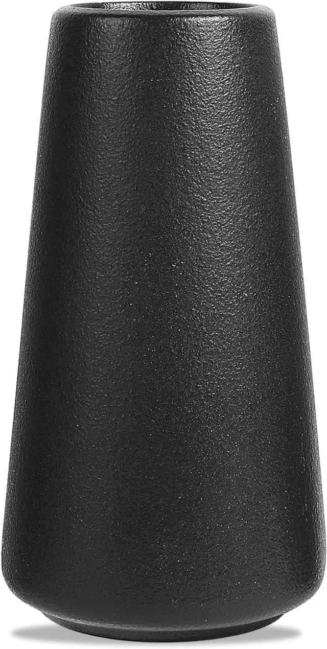 Main image of Black Ceramic Vase - Modern Flower Vase for Home Decor - Cute Vase for Pampas Grass - Desk Aesthetic Room Decor- Farmhouse Decor - Living Room - Dining Table - Office - Kitchen Shelf