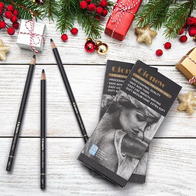 Alt view image 5 of 7 - Qionew Professional Soft Medium and Hard Charcoal Pencils Drawing Set 10Pcs | Super Soft, Soft, Medium & Hard Charcoal Pencils for Drawing, Sketching, Shading, Beginners & Artists
